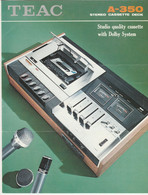 Handleiding-user Manual TEAC Europe Nv Amsterdam (NL) 1972 A-350 Stereo Cassette Deck - Literature & Schemes