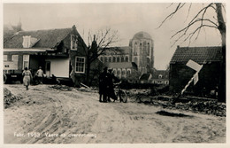 Veere Na Overstroming (après L'inondation) - Grote Kerk - Carte-photo Februari 1953 (Dert, Vlissingen) - Veere