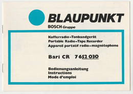 Handleiding-user Manual BLAUPUNKT Werke Gmbh Hildesheim (D) Kofferradio Bari CR 7652 030 - Literatuur & Schema's