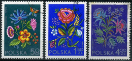 Poland 1974 Mi 2309A-2311A Embroideries, Butterflies, Crafts, Expositions, Flowers, Textile (Complete Set, Used) - Other & Unclassified
