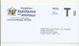 ENVELOPPE T  THEME FONDATION ASSISTANCE  AUX ANIMAUX . - Buste Risposta T