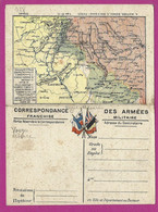 CARTE EN FRANCHISE MILITAIRE DOUBLE AVEC CARTE GEOGRAPHIQUE - Guerre De 1914-18