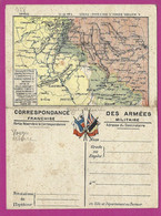 CARTE EN FRANCHISE MILITAIRE DOUBLE AVEC CARTE GEOGRAPHIQUE - Guerra De 1914-18