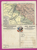 CARTE EN FRANCHISE MILITAIRE DOUBLE AVEC CARTE GEOGRAPHIQUE - Guerre De 1914-18