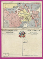 CARTE EN FRANCHISE MILITAIRE DOUBLE AVEC CARTE GEOGRAPHIQUE - Guerra De 1914-18