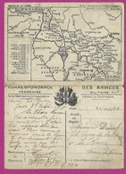 CARTE EN FRANCHISE MILITAIRE DOUBLE AVEC CARTE GEOGRAPHIQUE - Guerra Del 1914-18