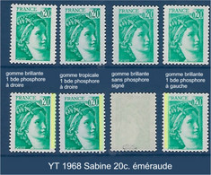 FR Variétés YT 1967 " Sabine 20c. émeraude " Voir Détail - Brieven En Documenten