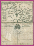 CARTE EN FRANCHISE MILITAIRE DOUBLE AVEC CARTE GEOGRAPHIQUE - WW I