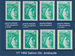 FR Variétés YT 1967 " Sabine 20c. émeraude " Voir Détail - Brieven En Documenten
