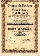 Part Sociale - Compagnie Foncière Des Grands Lacs COFOLACS - Kindu-Port Empain - Congo Belge - Bruxelles 1956. - Afrique