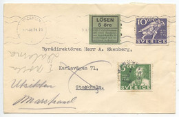 Sweden 1936 Cover Stockholm, Scott 251 & 252, Postage Due / Lösen Label - Lettres & Documents