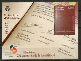 Constitution D'Andorre Année 2018. Un Bloc-feuillet Neuf **, Haute Faciale.   Signature Francois Mitterrand.AND FR - Blocs-feuillets