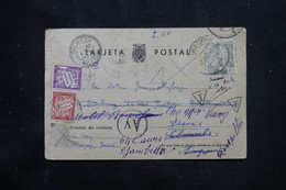 ESPAGNE /  FRANCE- Taxes De Montpellier Sur Carte De Correspondance De Barbastro En 1943 Avec Contrôle Postal  - L 75062 - Bolli Di Censura Nazionalista