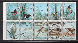 CANADA Wildlife Federation Block Of 10 Christmas Poster Stamps Featuring Birds - Local, Strike, Seals & Cinderellas