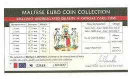 COFFRET MALTE 2008 NUMERO 23664 SUR 40 000 - MALTA - QUALITY BRILLANT - Malte