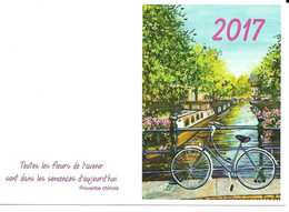 Calendrier De Poche 2017, Sur Le Pont à Amsterdamn, Reproduction D'une Acrylique, E Cazesi, Peintre De La Bouche - Petit Format : 2001-...