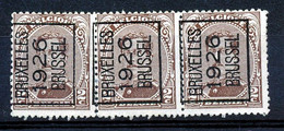 BELGIE - Preo Nr 128 A (strook Van 3) - "BRUXELLES 1926 BRUSSEL" (ref. 3656) - TYPO-PRECANCELS - - Typos 1922-26 (Albert I)