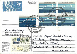 Netherlands-Australia 1984 Melbourne KLM Uiver Memorial Flight Cover - Premiers Vols