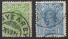 1907 NORWAY NORWEGEN - 1Kr, 1½Kr  Mi.Nr. 67,68 - USED GEBRAUCHT - Cat. 110€ - Gebruikt