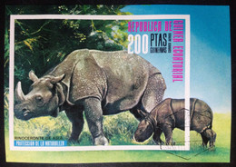 L2P3, EQUATORIAL GUINEA, Souvenir Sheet CTO, « RHINOCEROS » - Rhinoceros