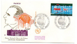 1977 --FDC - PARIS--Centre National Georges POMPIDOU--cachet  75 - PARIS......à Saisir - 1970-1979