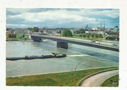 Cp , Bateaux , Péniche , Le Pont De L'Europe Sur Le Rhin , écrite , Europabrücke über Dem Rhein - Péniches