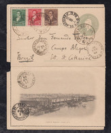 Argentina 1899 Uprated Picture Stationery Lettercard LA PLATA To CAMPO ALEGRE Brazil - Brieven En Documenten