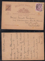 Portugal 1893 Uprated Stationery Overprint Postcard LISBOA To EDINGBURGH Scotland Stamp Perf. 13,5 - Brieven En Documenten