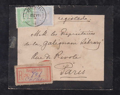 Portugal 1895 Registered Mourning Cover CALHANDRIZ To PARIS France 80R + 20R - Brieven En Documenten