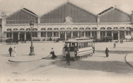 CARTE POSTALE ORIGINALE ANCIENNE : ORLEANS LA GARE DU CHEMIN DE FER TRAMWAY EN CORRESPONDANCE ANIMEE LOIRET(45) - Stazioni Senza Treni