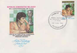 Enveloppe  FDC  1er   Jour  MADAGASCAR      60éme  Anniversaire  Fédération  Internationale  Des  ECHECS    1984 - Echecs