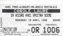 TICKET DE CONCERT CAROLE LAURE OLYMPIA 15/05/1992 - Entradas A Conciertos