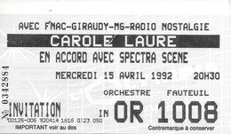 TICKET DE CONCERT CAROLE LAURE OLYMPIA 15/05/1992 - Konzertkarten