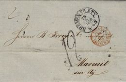 1859- Letter From BREMEN.TH.&.TX. To France -entrance Tour T / 2 Valenciennes 2 - Rating 12 D. - Entry Postmarks
