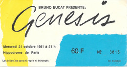 TICKET DE CONCERT GENESIS HIPPODROME DE PARIS 21/10/1981 - Concert Tickets