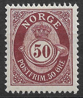 1877 NORWAY NORWEGEN - 50ø  Mi. 30 - UNUSED MH - Cat €40 - Nuevos