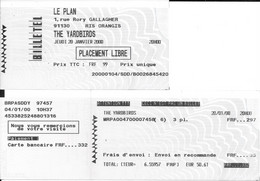 TICKET DE CONCERT THE YARDBIRDS LE PLAN RIS ORANGIS 20/01/2000 - Konzertkarten