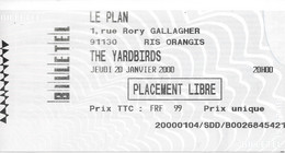 TICKET DE CONCERT THE YARDBIRDS LE PLAN RIS ORANGIS 20/01/2000 - Concerttickets