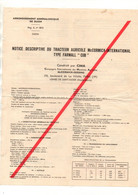 Notice Descriptive Du Tracteur Agricole Mc Cormick-International Type Farmall "CUB" Construit Par CIMA En 1957 - Trattori