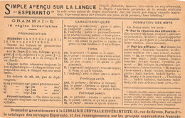 ¤¤   -   ESPERANTO   -  Carte " Aperçu Sur La Langue   -   ¤¤ - Esperanto