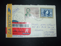 LR Pour La FRANCE TP PERON 75c+MARTI S1+INGENIEROS 75c+NAVIDAD 1995 75c OBL.26 FEB 1996 BUENOS AIRES+LR FRANCE LA POSTE - Lettres & Documents