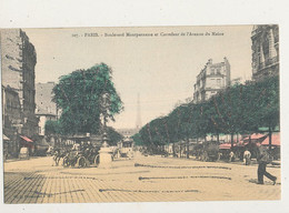 PARIS BOULEVARD MONTPARNASSE ET CARREFOUR DE L AVENUE DU MAINE CPA AVEC PAILLETTES BON ETAT - Arrondissement: 14