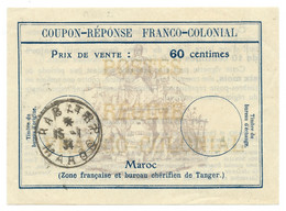 COUPON REPONSE FRANCO COLONIAL / RABAT MAROC 60 CENTIMES / 1934 - Cupón-respuesta