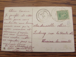Carte Fantaisie Affranchie à 5C Et Oblitérée Par Le Cachet De FORTUNE Du COMITE DE NEUFVILLES En 1918 (rare) - Fortune Cancels (1919)