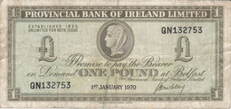 BILLETE DE IRLANDA DE 1 POUND DEL AÑO 1970  (BANKNOTE) (RARO) - Irland