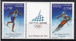 ANDORRA FRANCESA 2006 - JUEGOS OLIMPICOS DE INVIERNO EN TURIN  - 2 SELLOS SE TENANT - Winter 2006: Torino
