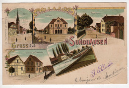 67 : Gruss Aus Sundhausen : Litho Couleur Multivues 1899 - Autres & Non Classés