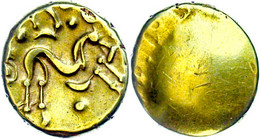 Gallien, Ambiani, Stater (6,22g), Gold, 60-50 V. Chr. Av: Glatt. Rev: Pferd Nach Rechts, Darunter Kugel. Slg. Flesche 21 - Celtic