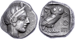 Athen, Tetradrachme (16,65g), Ca. 440 V. Chr. Av: Athenekopf Mit Attischem Helm Nach Rechts. Rev: Eule Nach Rechts, Dahi - Other & Unclassified