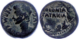 Spanien,  AE-As (Dm 17mm, 11,49g), Augustus 27-14. Colonia Patricia (Cordoba). Av.: Kopf Des Augustus N.l. PERM C[AES] - - Province